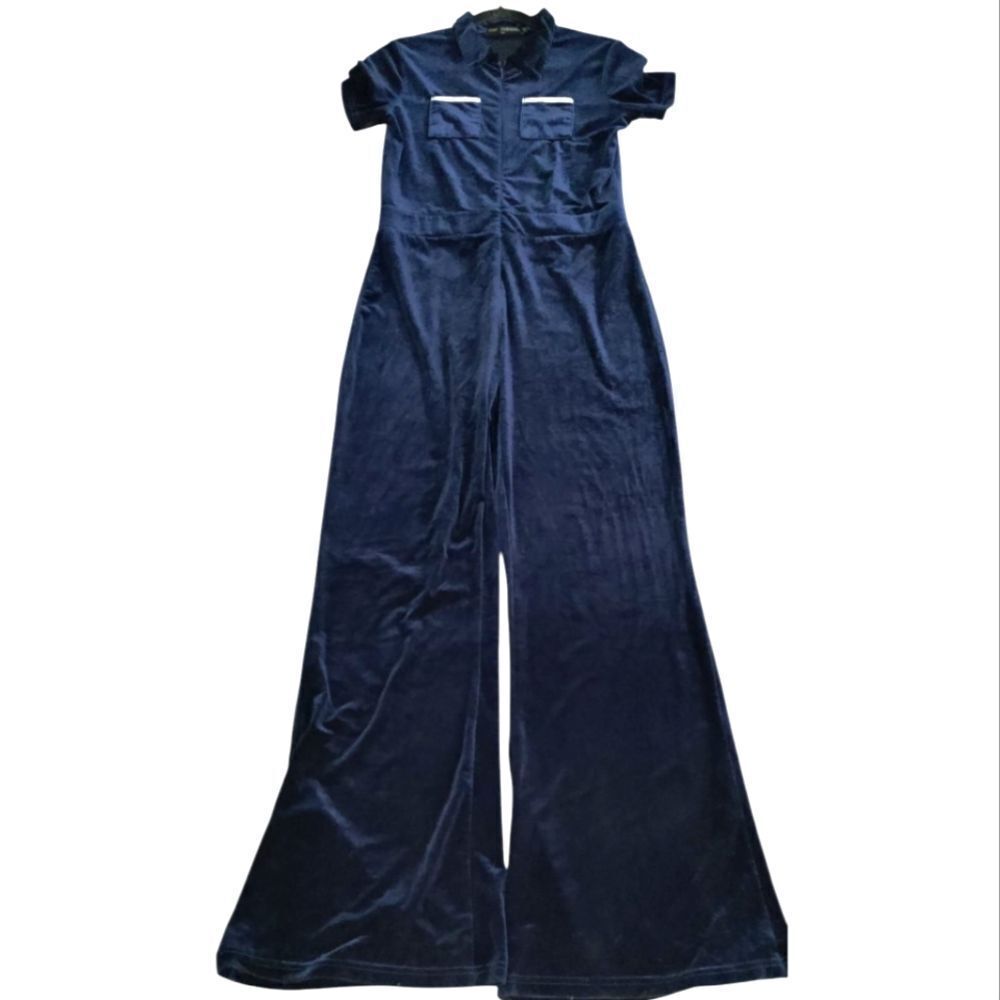 Finesse Navy Velvet Jumpsuit Size XL
